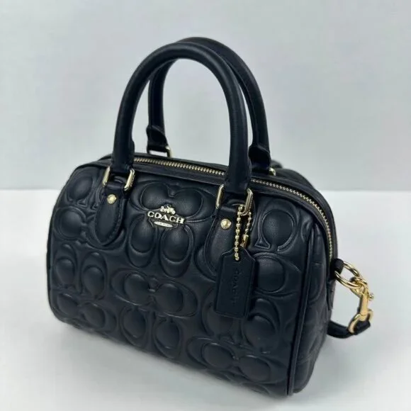 Coach Mini Rowan Crossbody Bag In Signature Leather IN Black